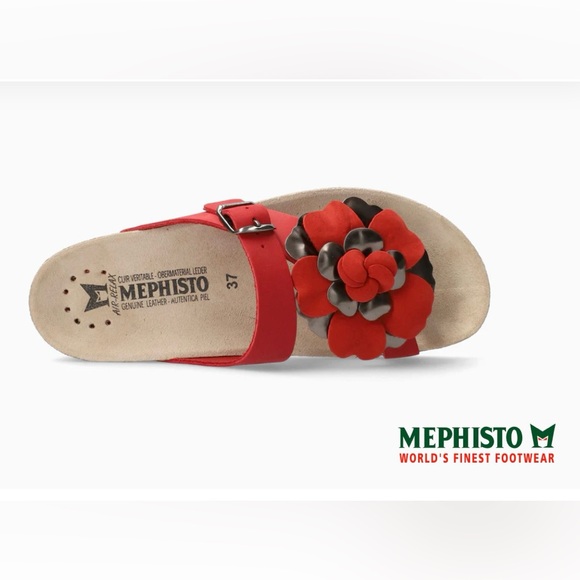 Mephisto Helen Flower Red Nubuck Comfort Sandal Women's sizes 38 US8 gently used - Picture 4 of 16